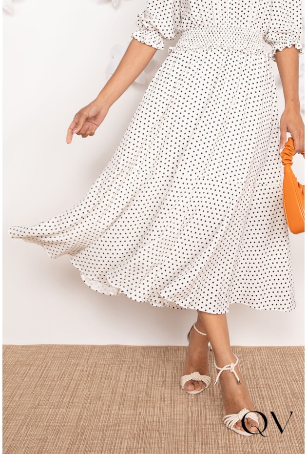 VESTIDO MIDI EM POÁS CRU - LEKAZIS VESTIDO MIDI EM POÁS CRU - LEKAZIS