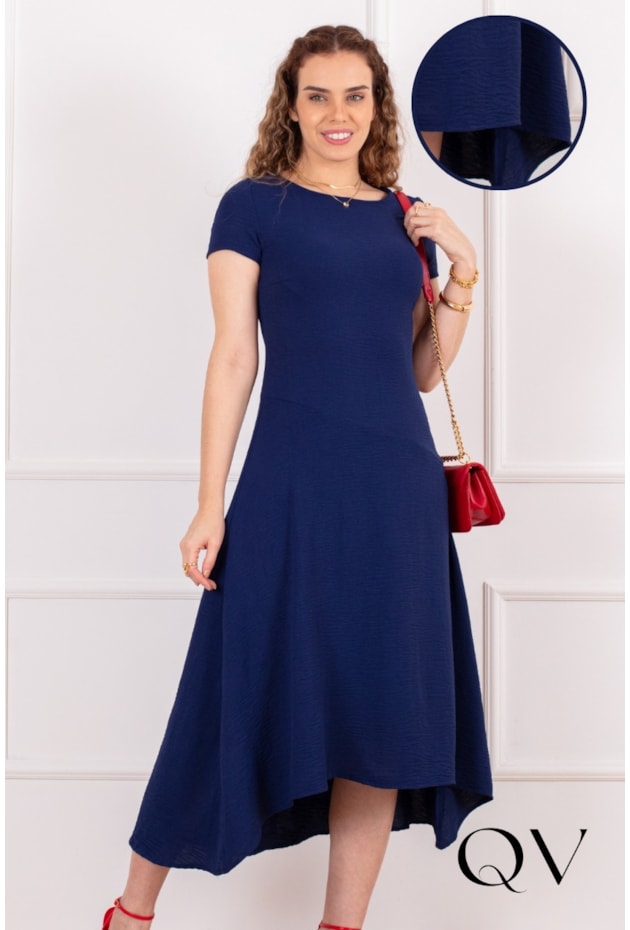 VESTIDO MIDI EM POLIÉSTER AZUL - PURO SHARMY