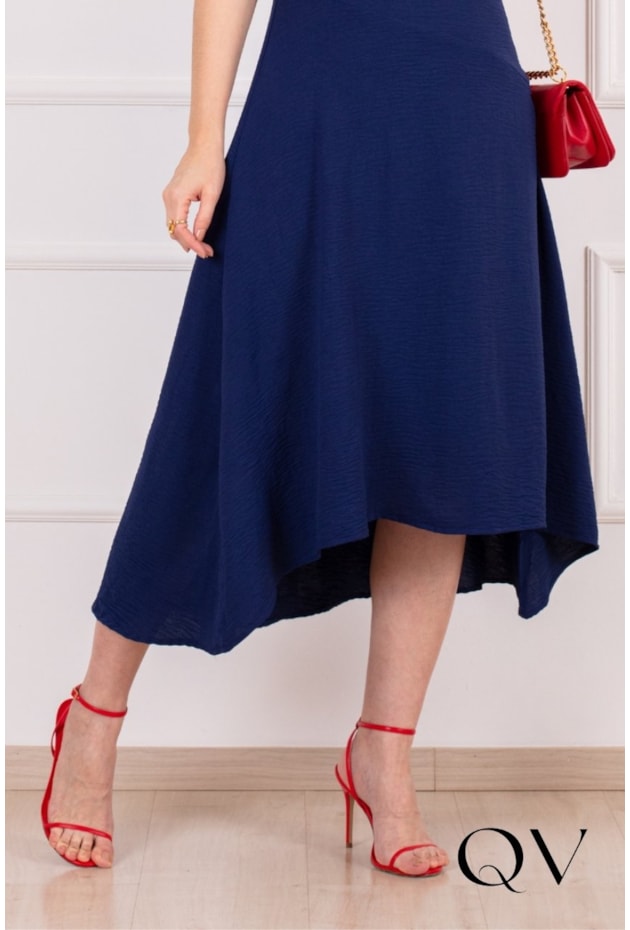 VESTIDO MIDI EM POLIÉSTER AZUL - PURO SHARMY