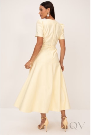 VESTIDO MIDI EM RISCA DE GIZ AMARELO - LEKAZIS VESTIDO MIDI EM RISCA DE GIZ AMARELO - LEKAZIS