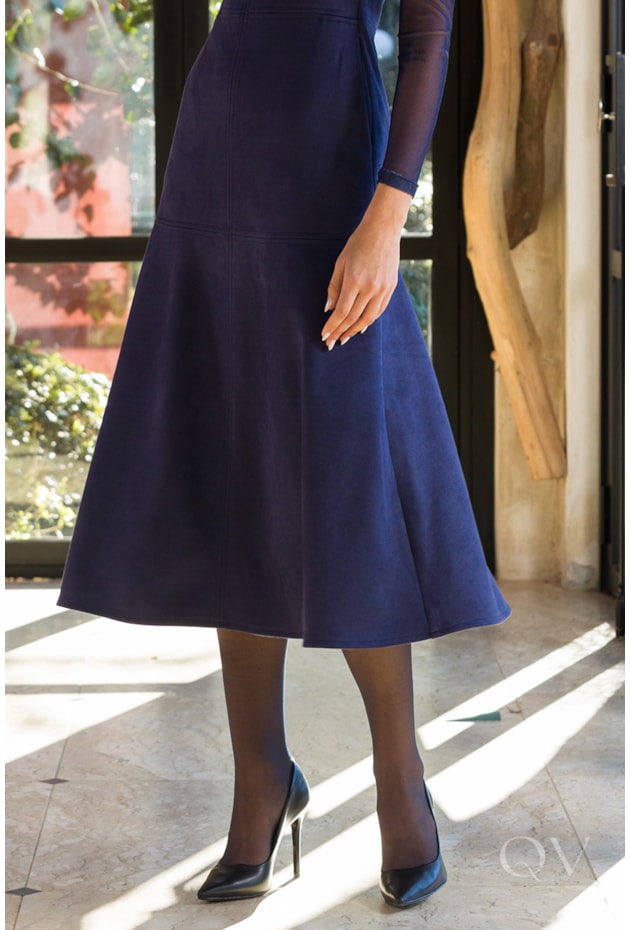 VESTIDO MIDI EM SUEDE AZUL MARINHO - TLIC RIO