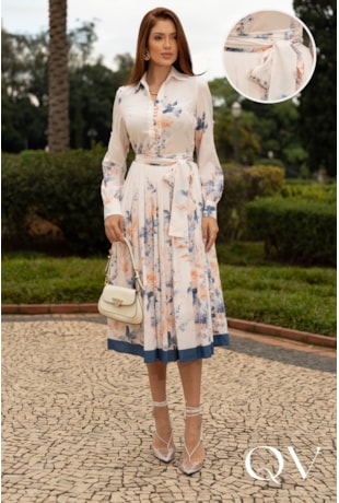 VESTIDO MIDI EM TOQUE DE SEDA FLORAL - JANY PIM