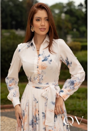 VESTIDO MIDI EM TOQUE DE SEDA FLORAL - JANY PIM
