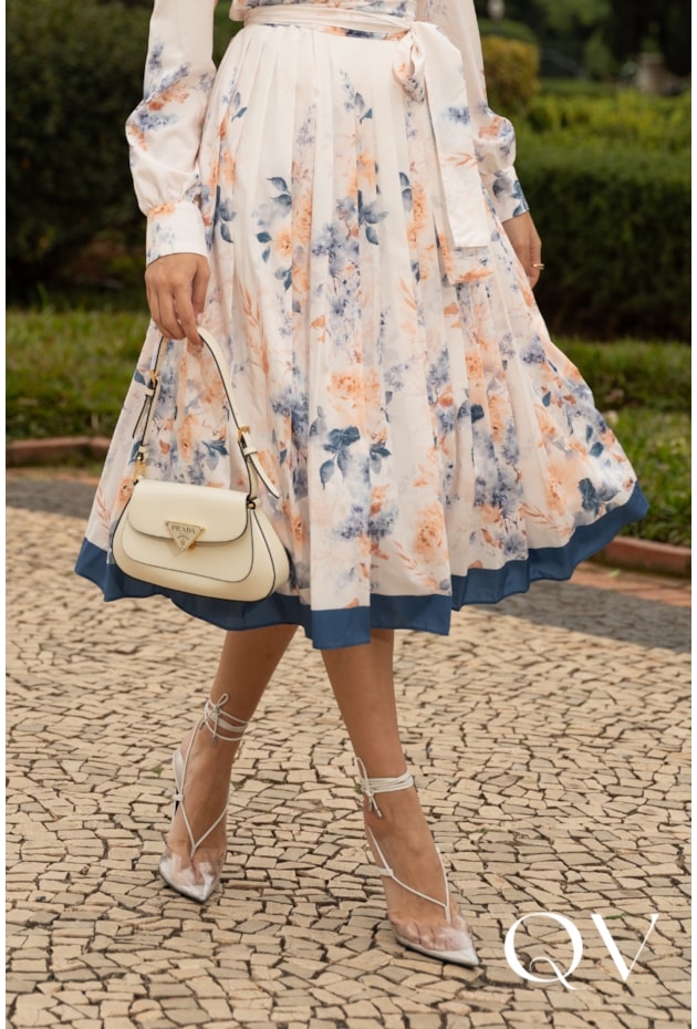 VESTIDO MIDI EM TOQUE DE SEDA FLORAL - JANY PIM