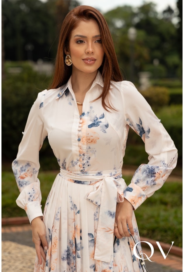 VESTIDO MIDI EM TOQUE DE SEDA FLORAL - JANY PIM