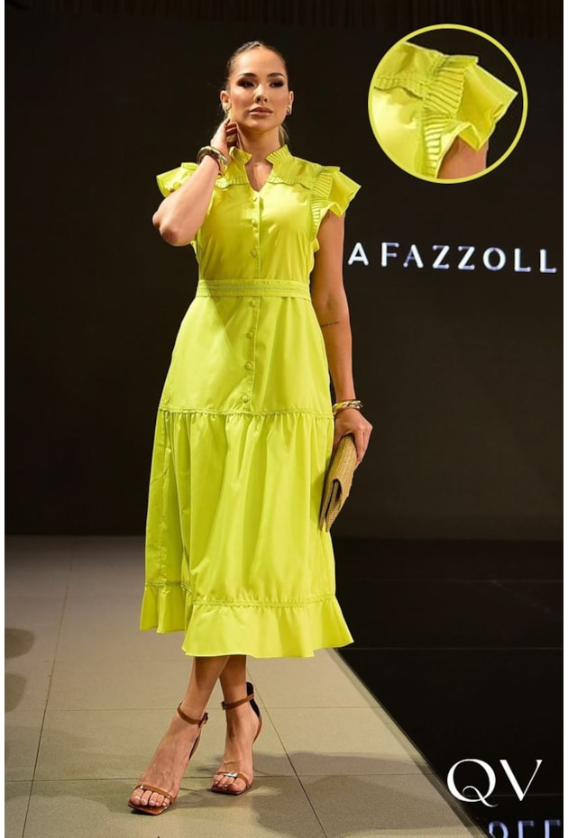 VESTIDO MIDI EM TRICOLINE LIMA - LUZIA FAZZOLLI