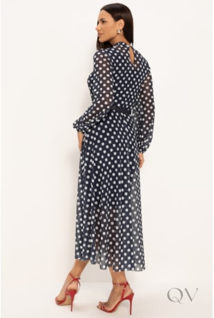 VESTIDO MIDI EM TULE POÁS MARINHO - LEKAZIS