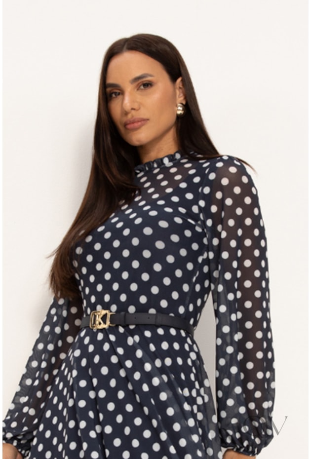 VESTIDO MIDI EM TULE POÁS MARINHO - LEKAZIS