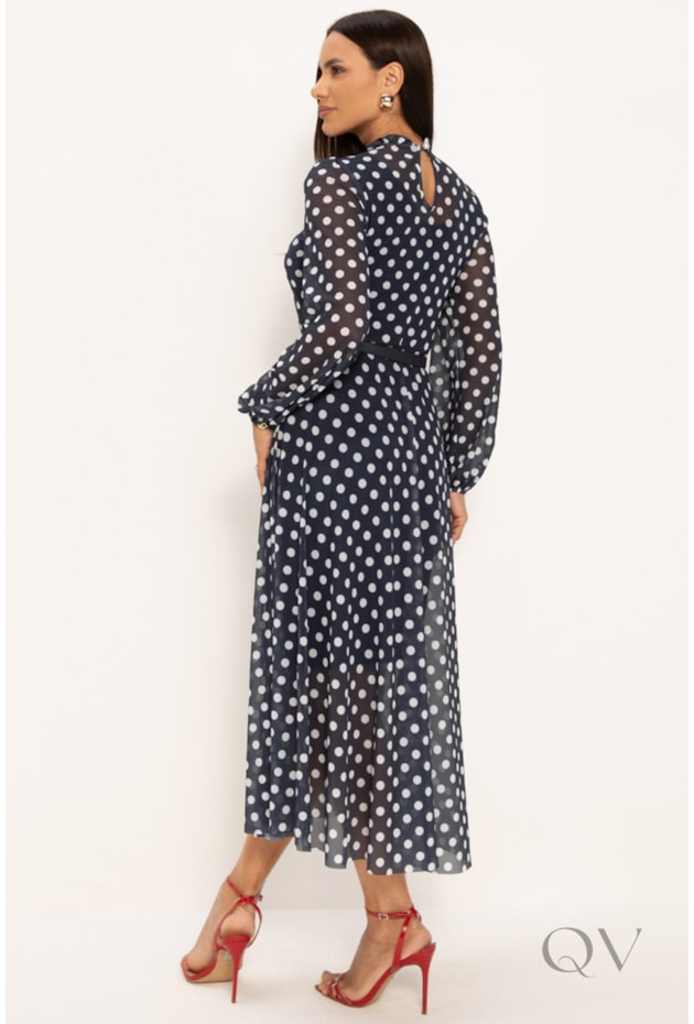 VESTIDO MIDI EM TULE POÁS MARINHO - LEKAZIS