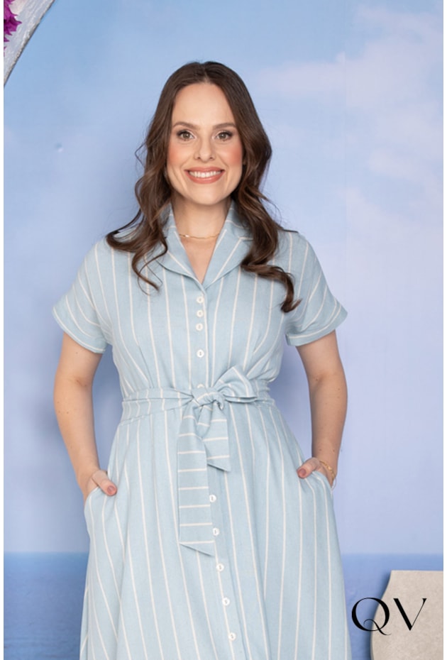 VESTIDO MIDI EM VISCOLINHO PEPLUM AZUL - LEKAZIS VESTIDO MIDI EM VISCOLINHO PEPLUM AZUL - LEKAZIS