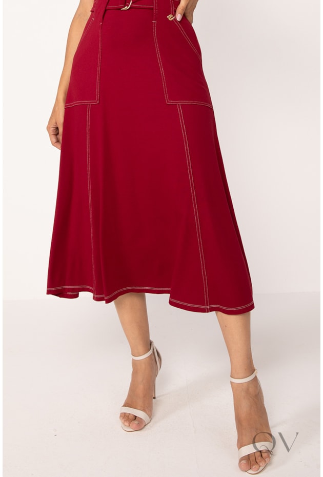 VESTIDO MIDI EM VISCOLYCRA BORDÔ - LEKAZIS