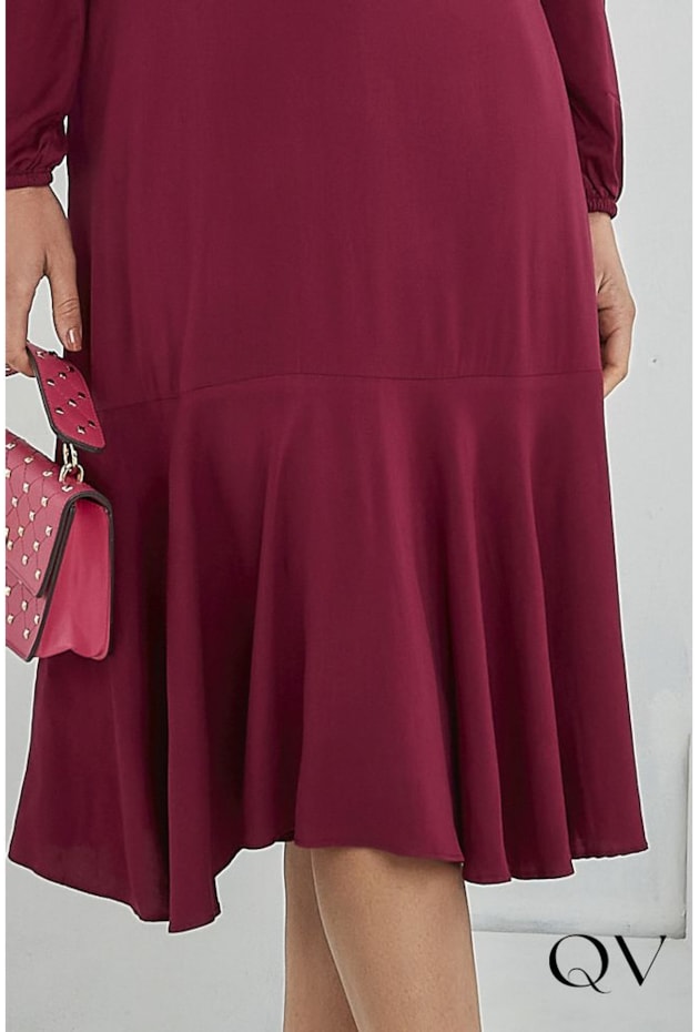 VESTIDO MIDI EM VISCOSE MARSALA - JANY PIM