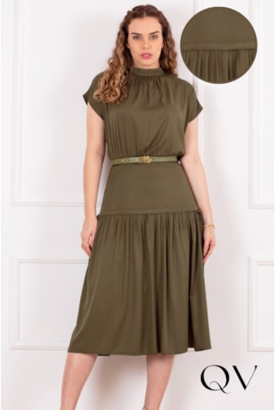 VESTIDO MIDI EM VISCOSE VERDE - PURO SHARMY