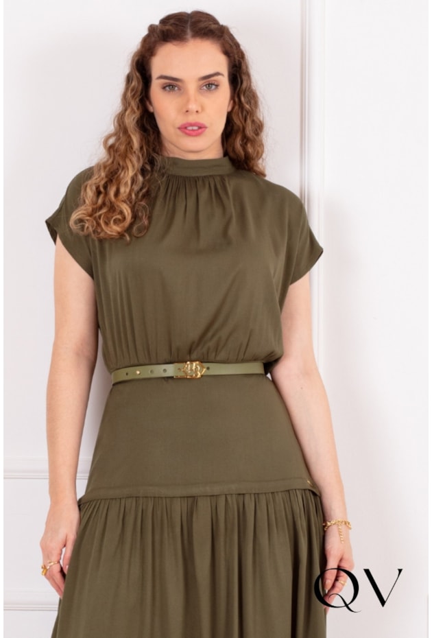 VESTIDO MIDI EM VISCOSE VERDE - PURO SHARMY VESTIDO MIDI EM VISCOSE VERDE - PURO SHARMY