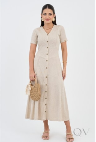 VESTIDO MIDI EVASÊ EM MALHA CRU - VIA TOLENTINO