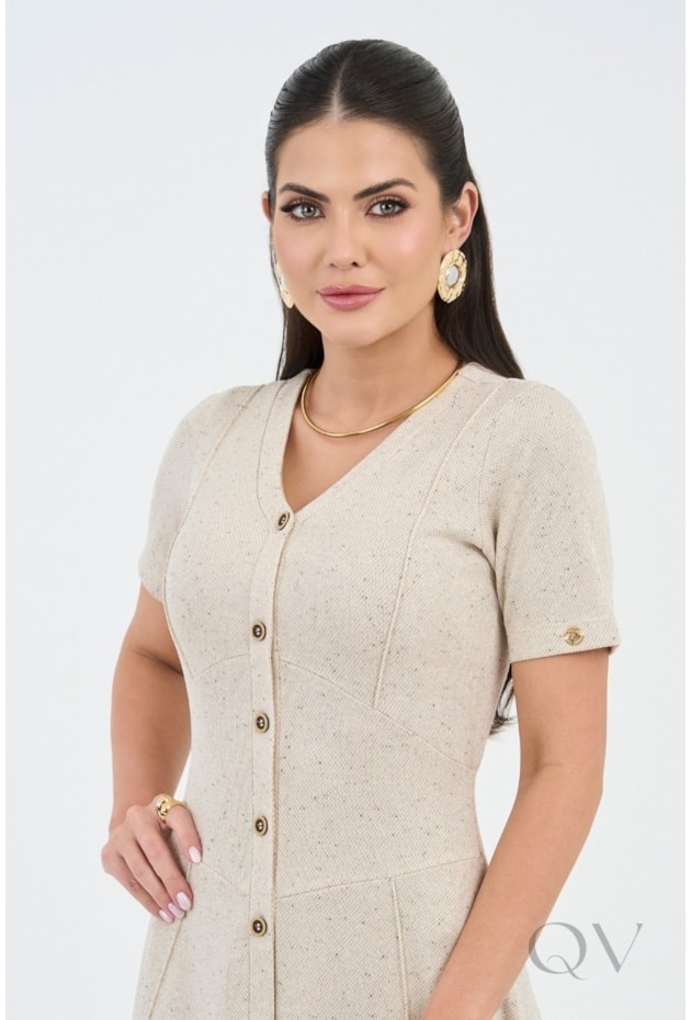 VESTIDO MIDI EVASÊ EM MALHA CRU - VIA TOLENTINO