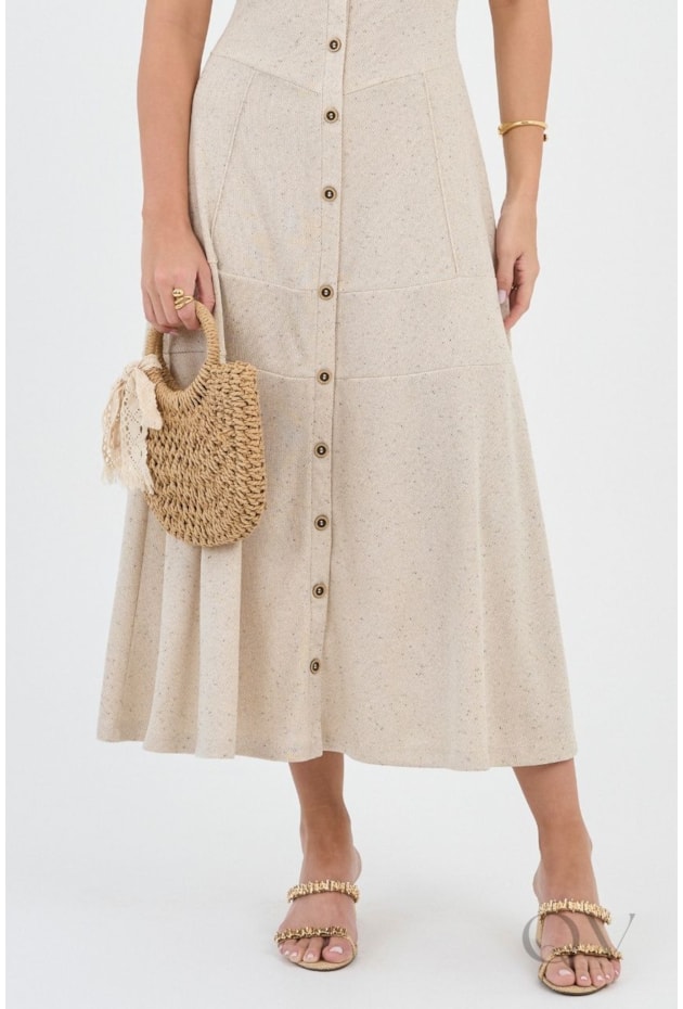 VESTIDO MIDI EVASÊ EM MALHA CRU - VIA TOLENTINO