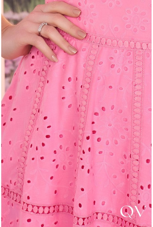 VESTIDO MIDI LAISE MANGA PRINCESA ROSA - FASCÍNIUS