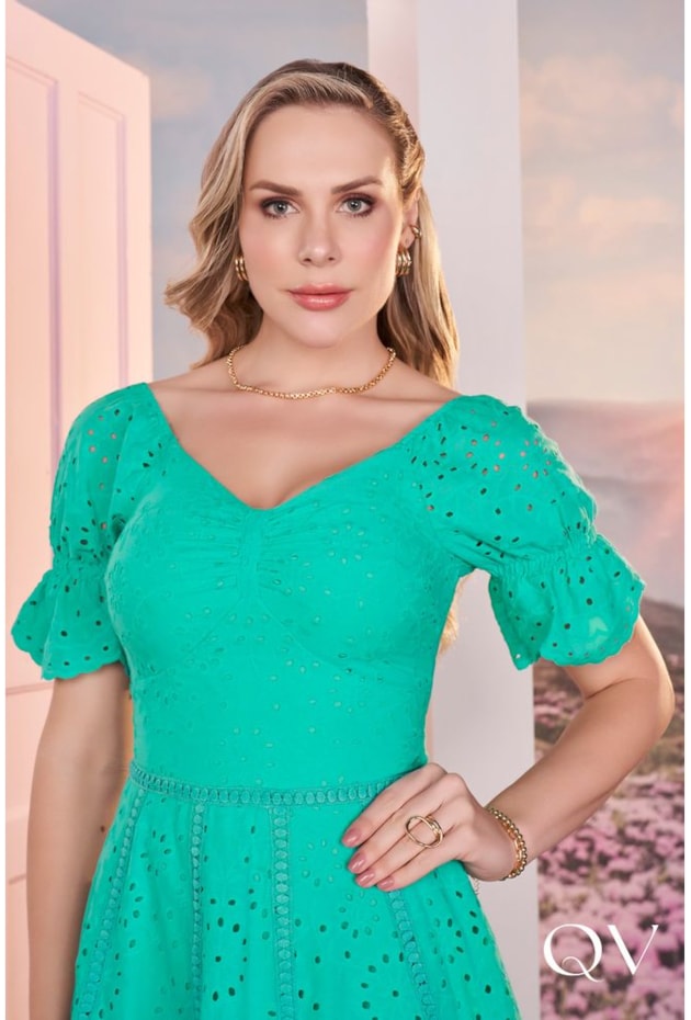 VESTIDO MIDI LAISE MANGA PRINCESA VERDE - FASCÍNIUS