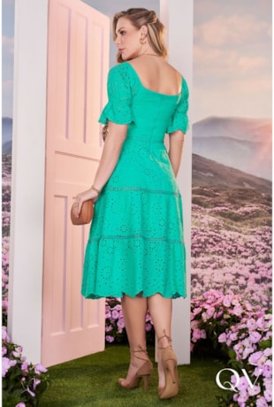 VESTIDO MIDI LAISE MANGA PRINCESA VERDE - FASCÍNIUS