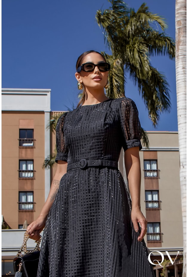 VESTIDO MIDI ORGANZA PRETO - LUZIA FAZZOLLI VESTIDO MIDI ORGANZA PRETO - LUZIA FAZZOLLI