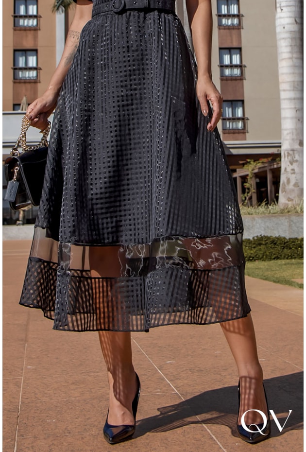 VESTIDO MIDI ORGANZA PRETO - LUZIA FAZZOLLI VESTIDO MIDI ORGANZA PRETO - LUZIA FAZZOLLI