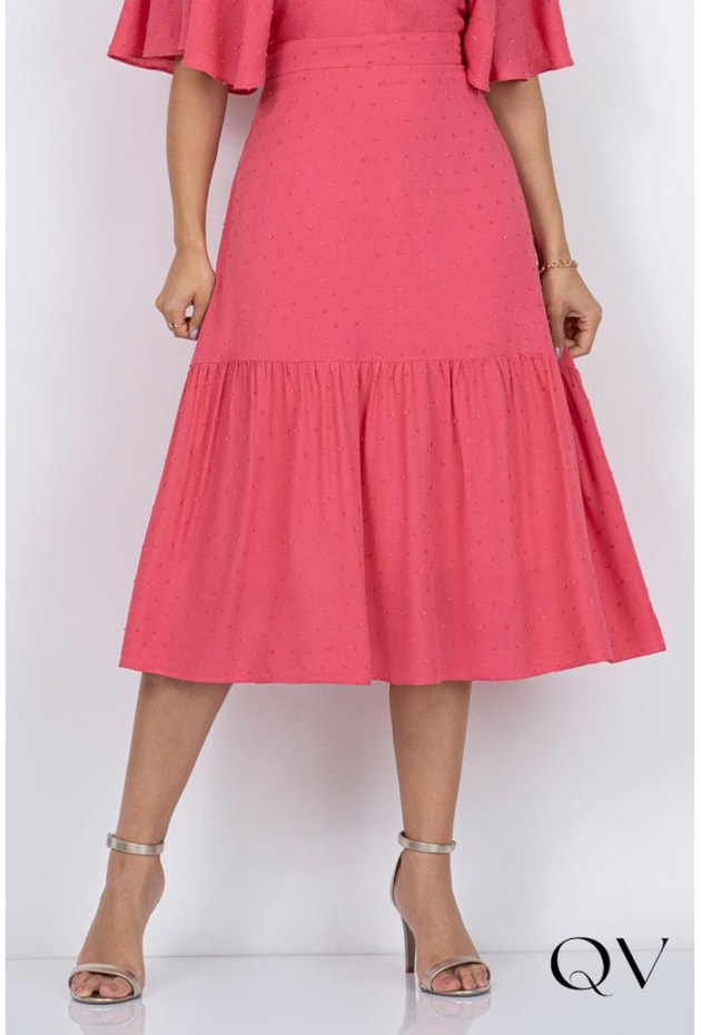 VESTIDO MIDI PIPOQUINHA GOIABA - VIA TOLENTINO VESTIDO MIDI PIPOQUINHA GOIABA - VIA TOLENTINO