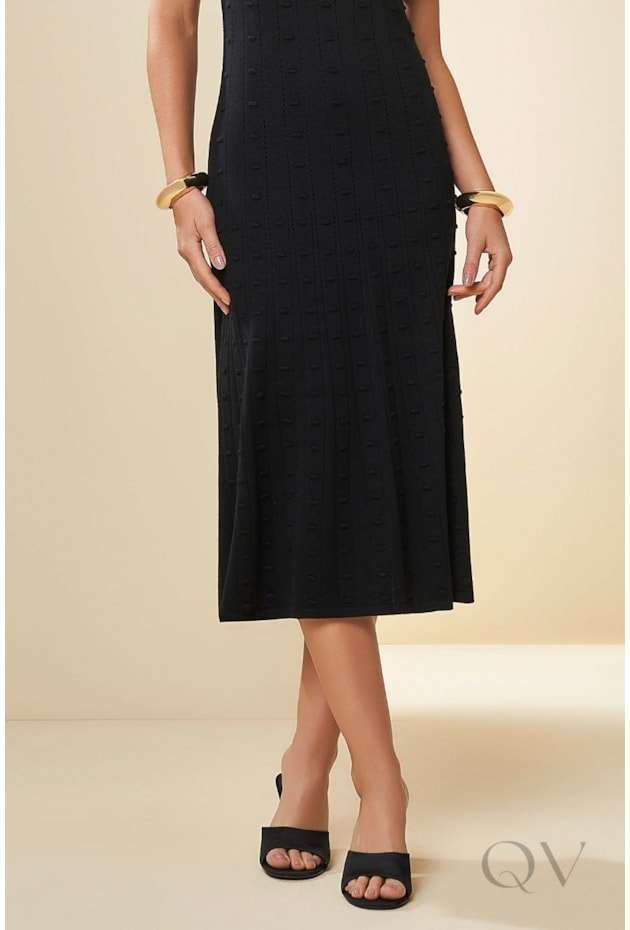 VESTIDO MIDI SEM MANGA EM TRICOT TRABALHADO BLACK - DOCE TRAMA