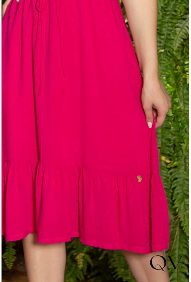 VESTIDO MIDI VISCOLINHO PIPOQUINHA PINK - VALENTINA SIRRAH