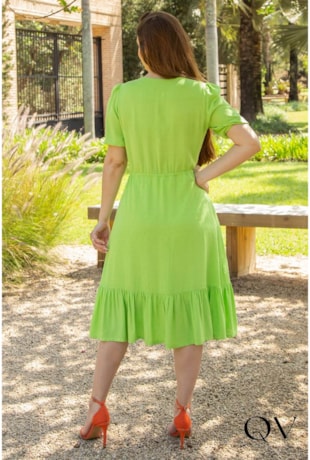 VESTIDO MIDI VISCOLINHO PIPOQUINHA VERDE - VALENTINA SIRRAH