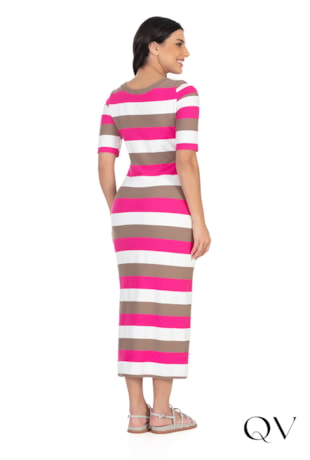 VESTIDO MIX DE LISTRAS PINK - HAPUK