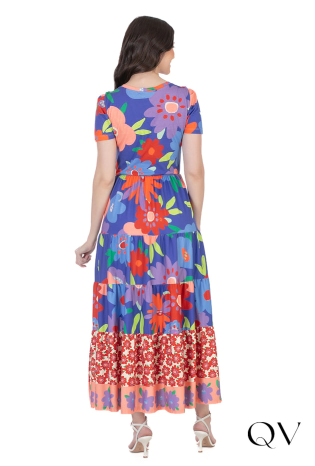 VESTIDO MIX ESTAMPAS FLORAL VERMELHO - HAPUK