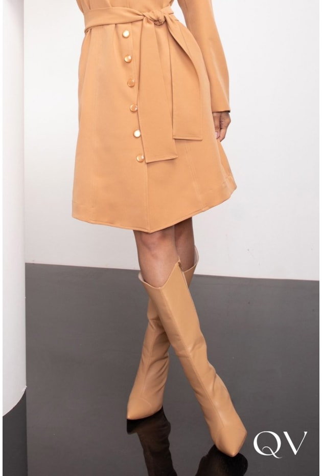 VESTIDO MODELO SOBRETUDO CARAMELO - JANY PIM 