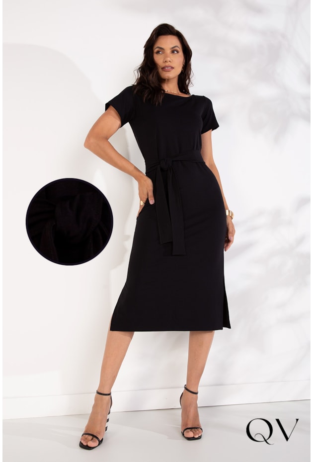 VESTIDO MOLETINHO BASIC PRETO - LEKAZIS