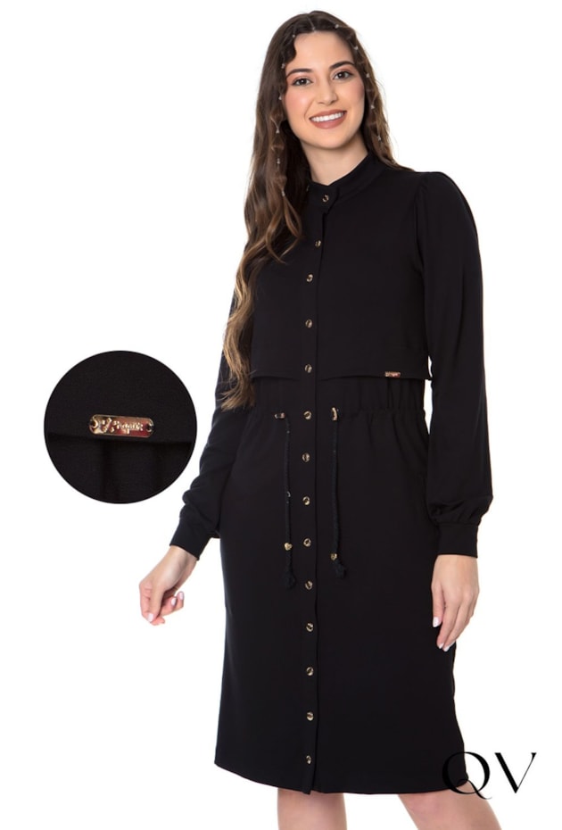 VESTIDO MOLETINHO BOTÕES PRESSÃO PRETO - HAPUK VESTIDO MOLETINHO BOTÕES PRESSÃO PRETO - HAPUK