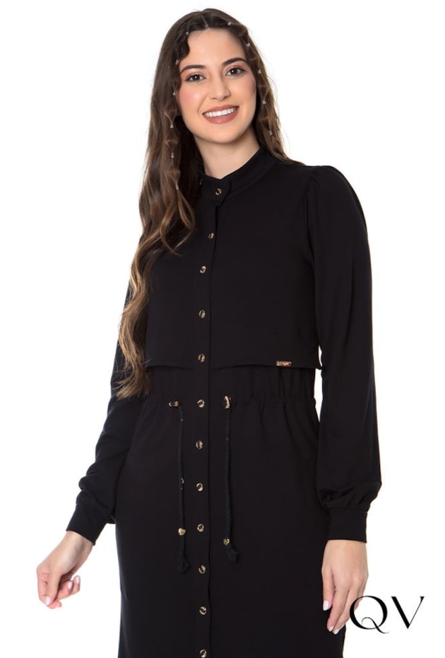 VESTIDO MOLETINHO BOTÕES PRESSÃO PRETO - HAPUK VESTIDO MOLETINHO BOTÕES PRESSÃO PRETO - HAPUK
