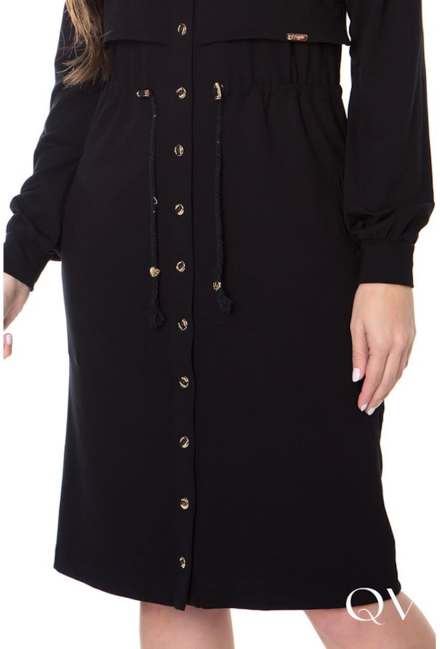 VESTIDO MOLETINHO BOTÕES PRESSÃO PRETO - HAPUK VESTIDO MOLETINHO BOTÕES PRESSÃO PRETO - HAPUK