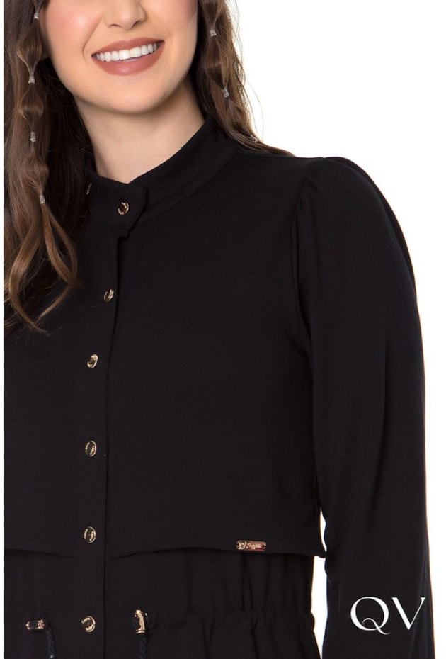 VESTIDO MOLETINHO BOTÕES PRESSÃO PRETO - HAPUK VESTIDO MOLETINHO BOTÕES PRESSÃO PRETO - HAPUK