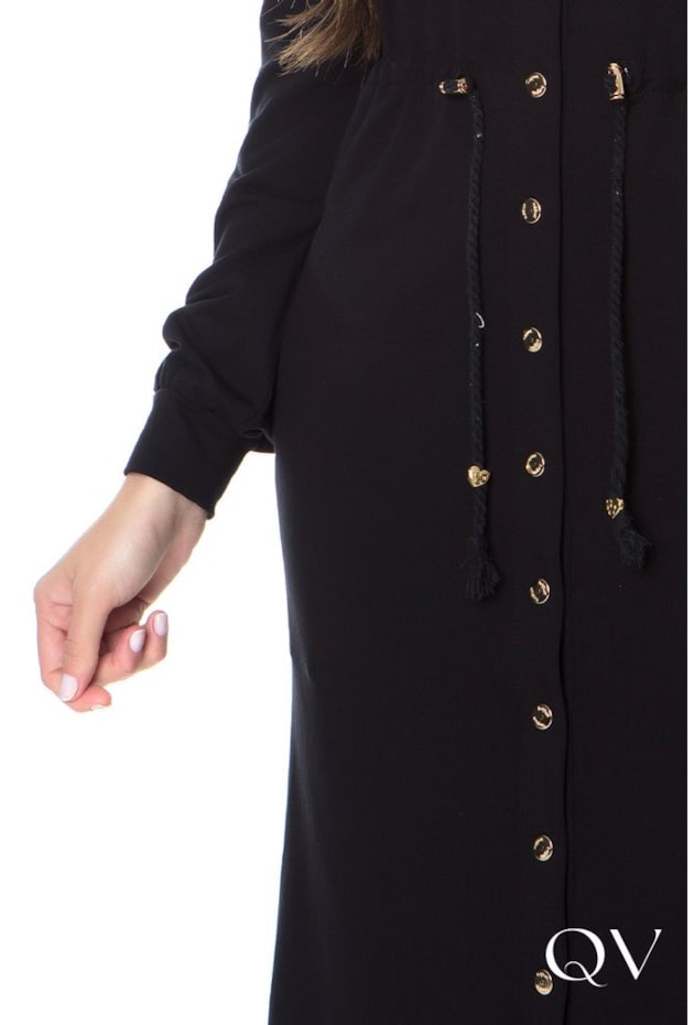 VESTIDO MOLETINHO BOTÕES PRESSÃO PRETO - HAPUK VESTIDO MOLETINHO BOTÕES PRESSÃO PRETO - HAPUK
