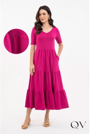 VESTIDO MOLETINHO LONGUETE PINK - VIA TOLENTINO