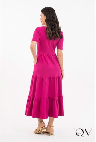 VESTIDO MOLETINHO LONGUETE PINK - VIA TOLENTINO