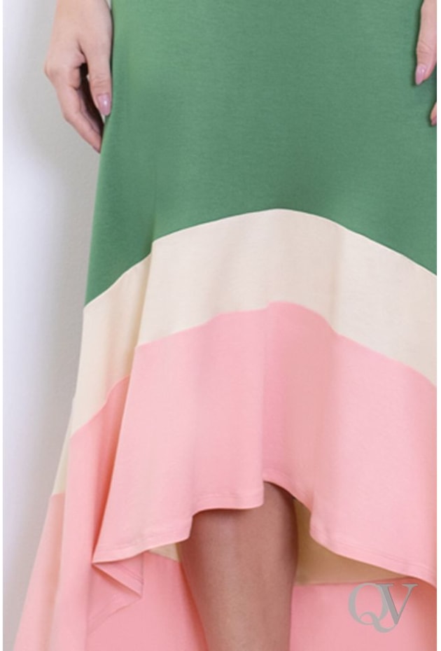 VESTIDO MULET MULTICOLOR DECOTE V VERDE - VIA TOLENTINO VESTIDO MULET MULTICOLOR DECOTE V VERDE - VIA TOLENTINO