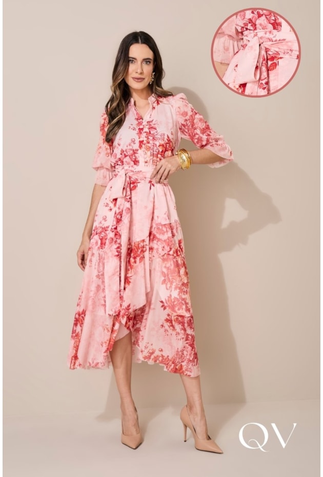 VESTIDO MULLET EM TOQUE DE SEDA FLORAL - JANY PIM