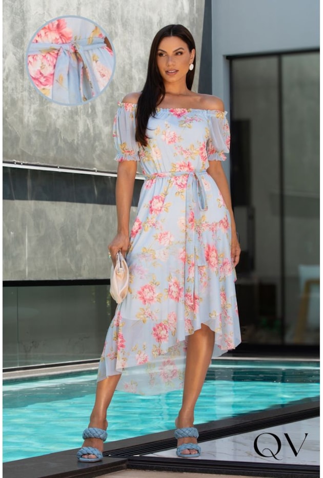 VESTIDO MULLET EM TULE FLORAL AZUL - JANY PIM VESTIDO MULLET EM TULE FLORAL AZUL - JANY PIM