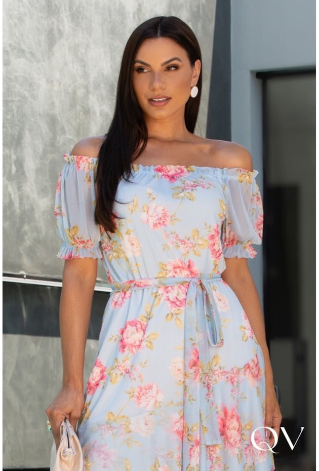 VESTIDO MULLET EM TULE FLORAL AZUL - JANY PIM VESTIDO MULLET EM TULE FLORAL AZUL - JANY PIM