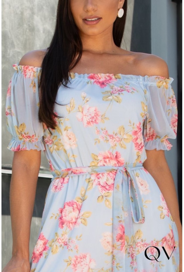 VESTIDO MULLET EM TULE FLORAL AZUL - JANY PIM VESTIDO MULLET EM TULE FLORAL AZUL - JANY PIM
