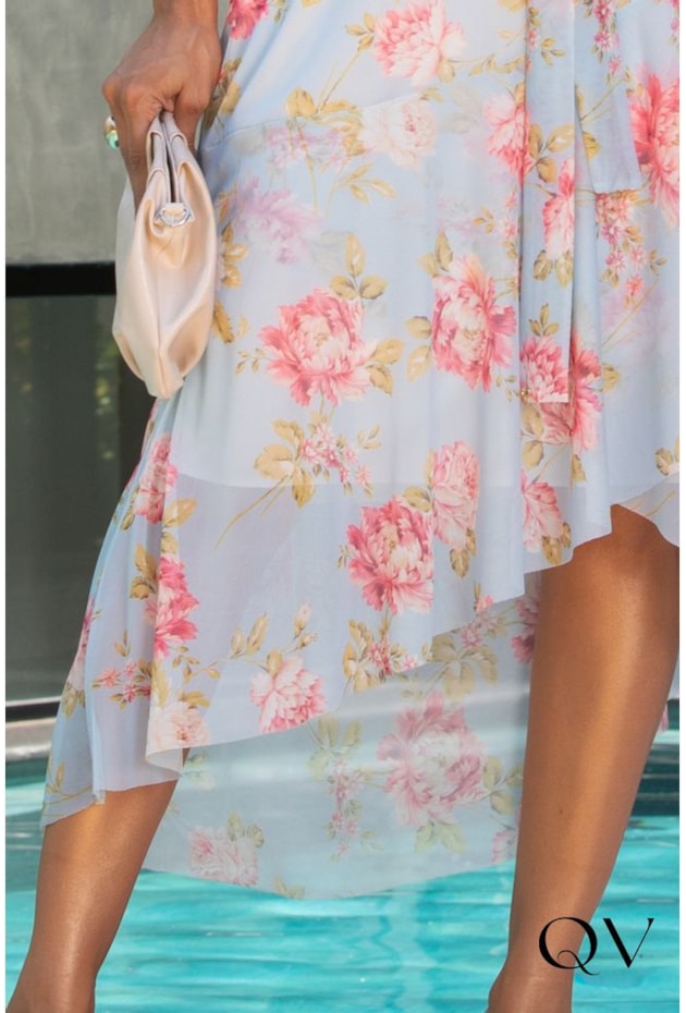 VESTIDO MULLET EM TULE FLORAL AZUL - JANY PIM VESTIDO MULLET EM TULE FLORAL AZUL - JANY PIM
