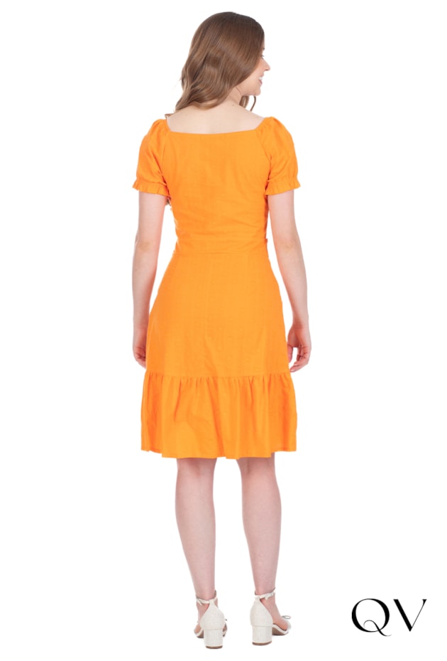 VESTIDO PLANO COM FAIXA FIXA LARANJA - HAPUK