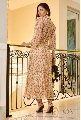 VESTIDO PLISSADO EM CHIFFON ESTAMPADO - LUZIA FAZZOLLI