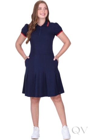VESTIDO POLO CURTO EM MALHA COTTON AZUL MARINHO - HAPUK